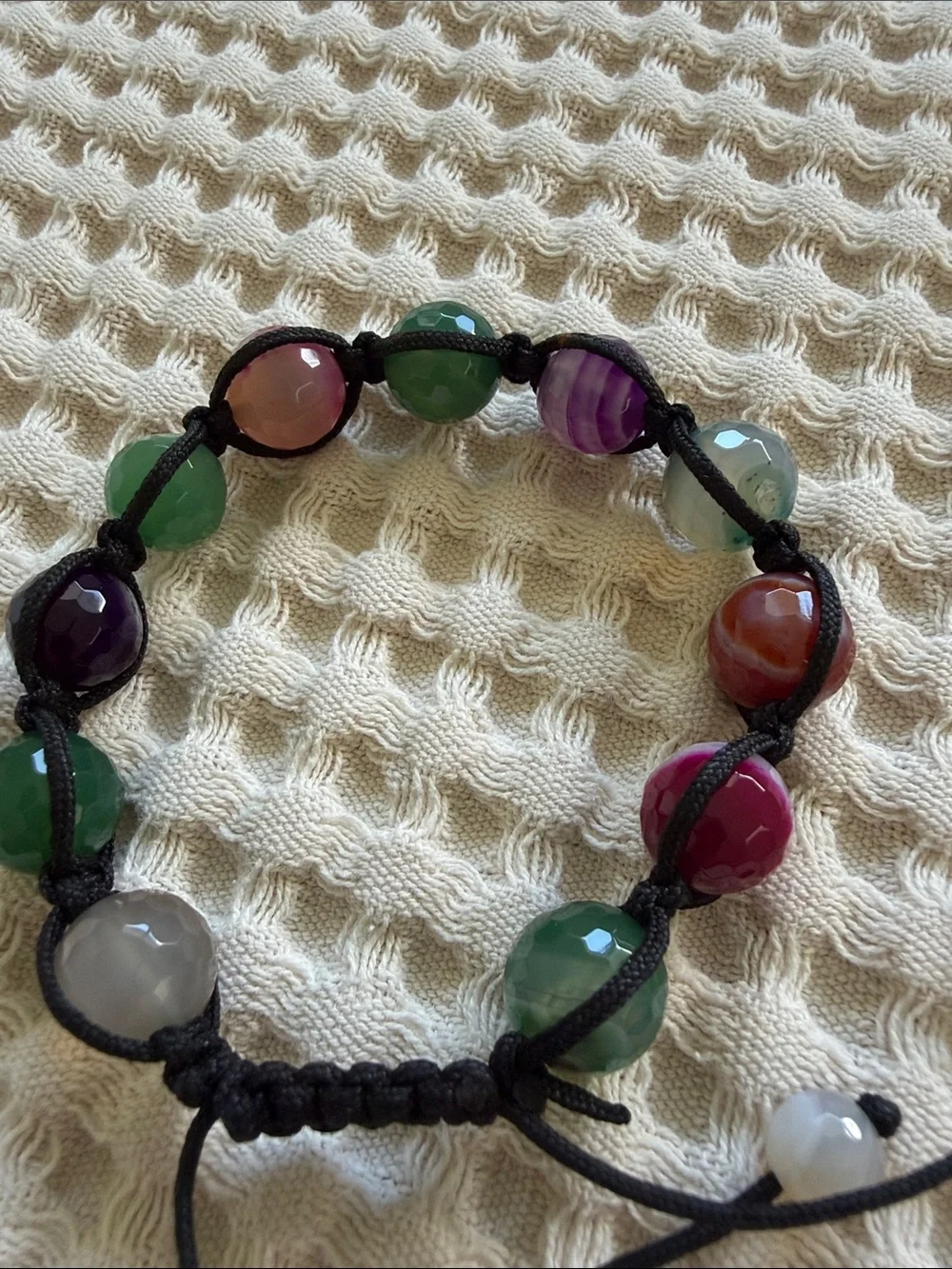 Multicolor Mixed Of NaturalStones Beaded Adjustable Bracelet - Women's Accessory